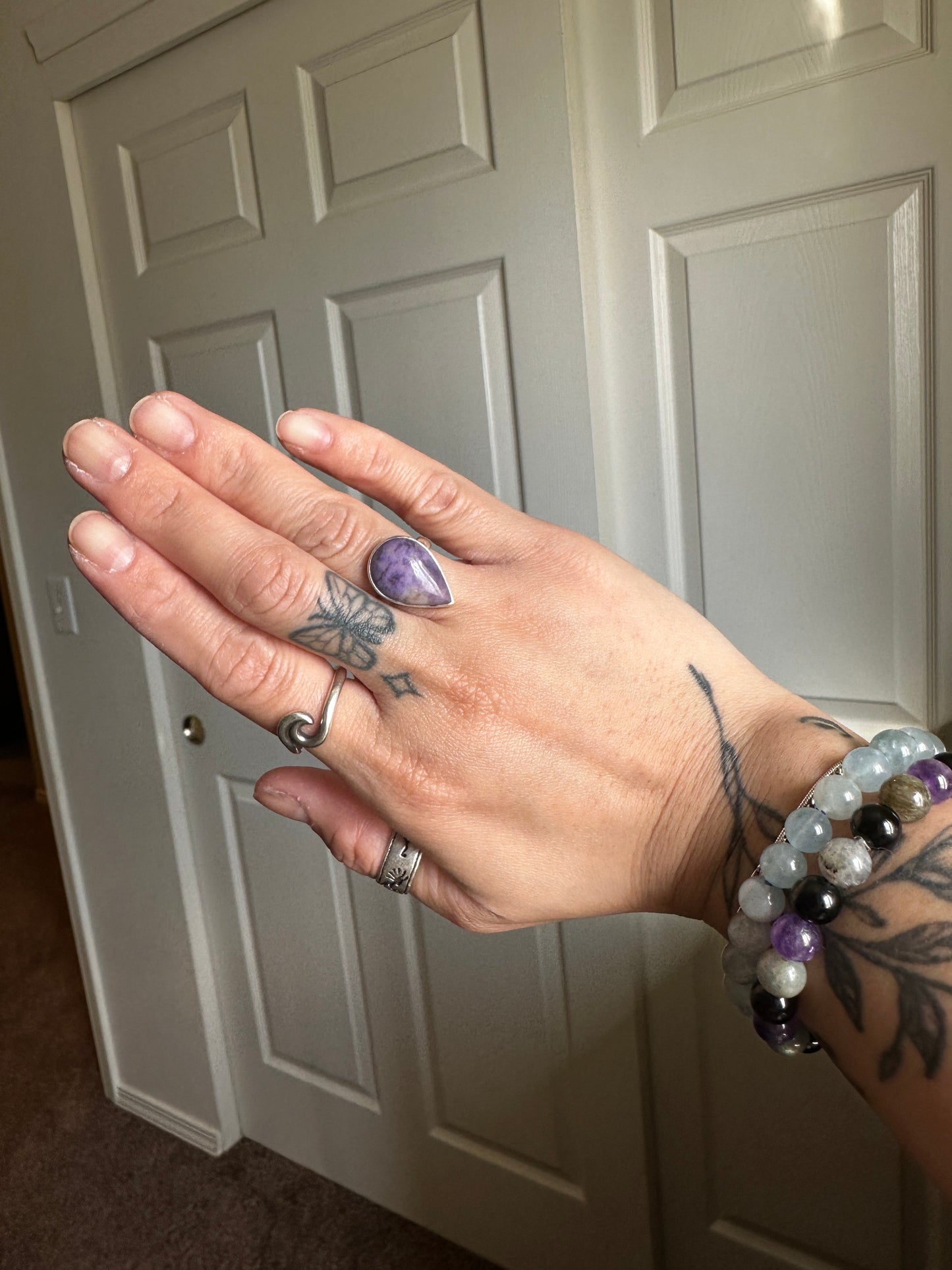 S925 Lavender Jade Ring sz 5.25