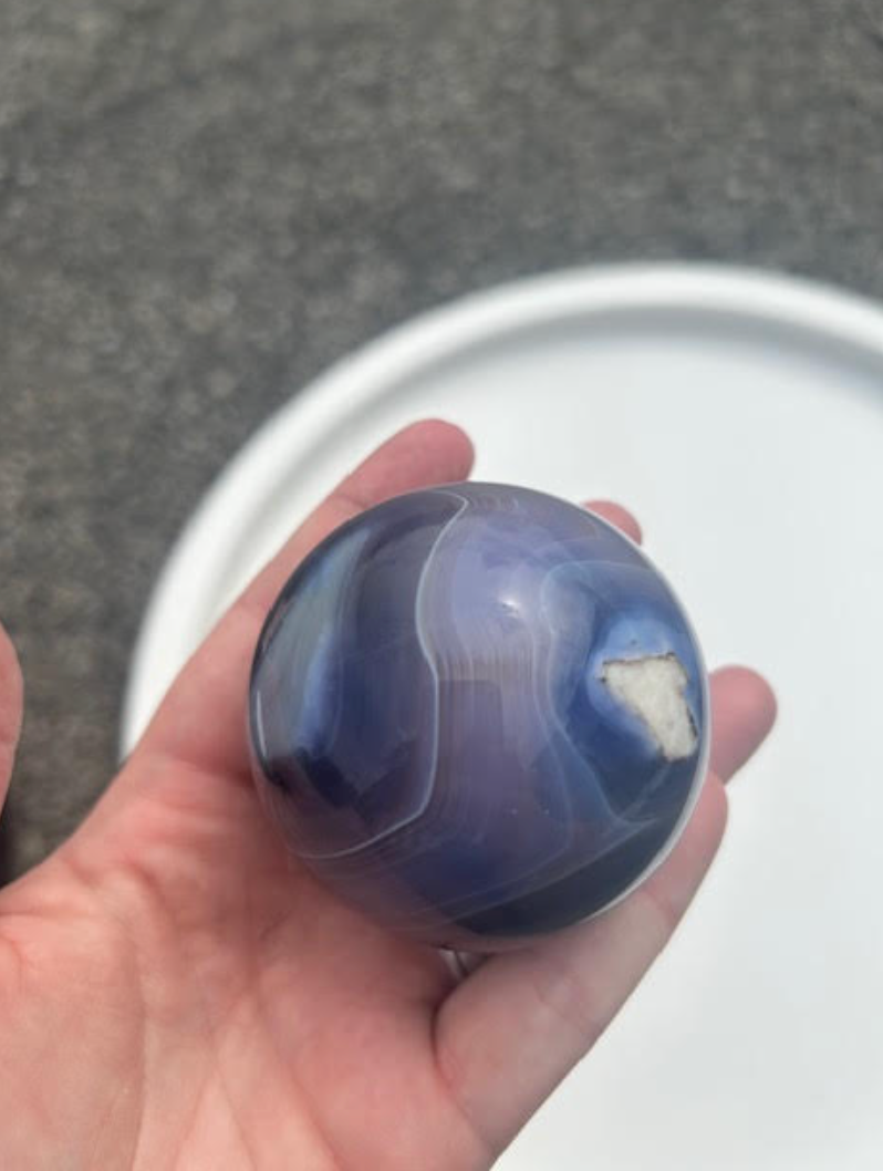 Blue banded agate sphere