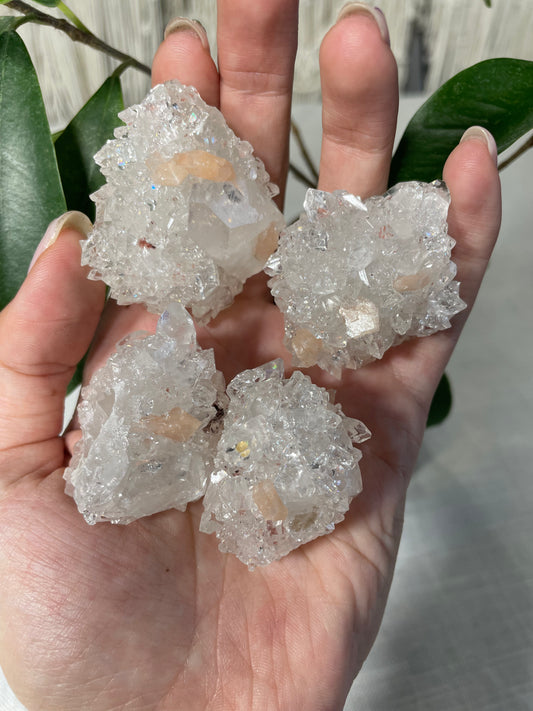 Diamond Apophyllite with Peach Stilbite Specimens