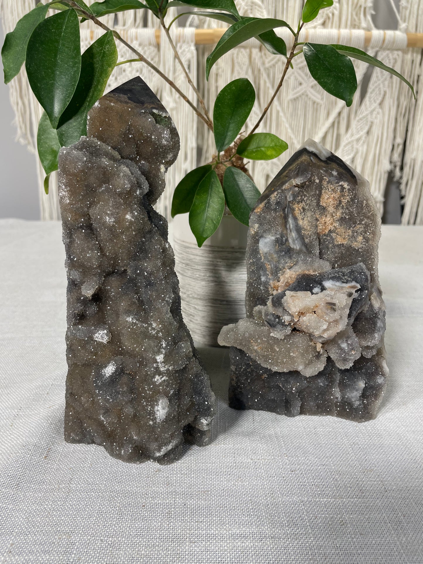 Black Druzy Chalcedony Towers