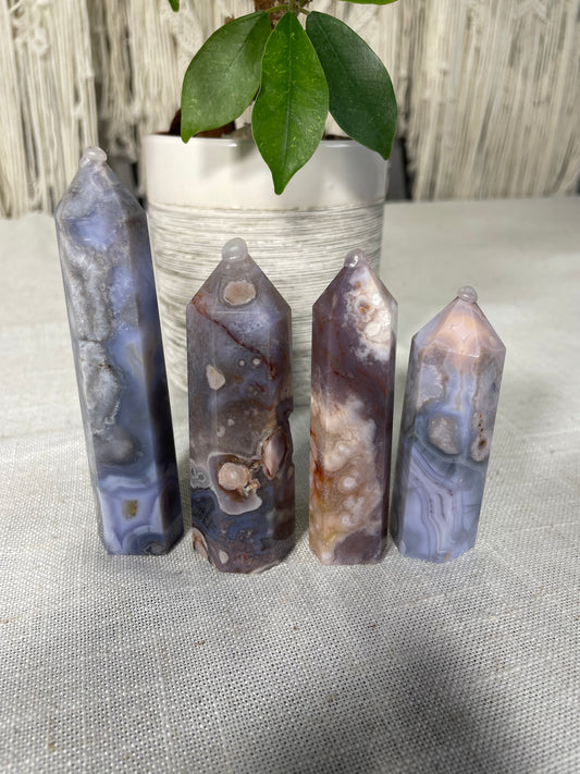 Blue Flower Agate Tower