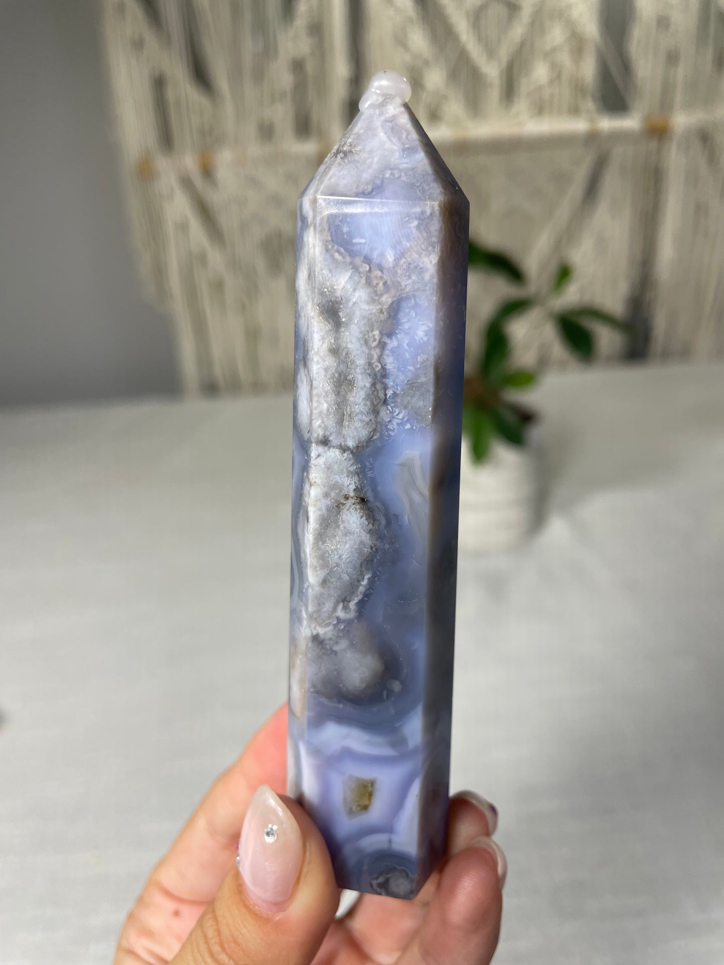 Blue Flower Agate Tower
