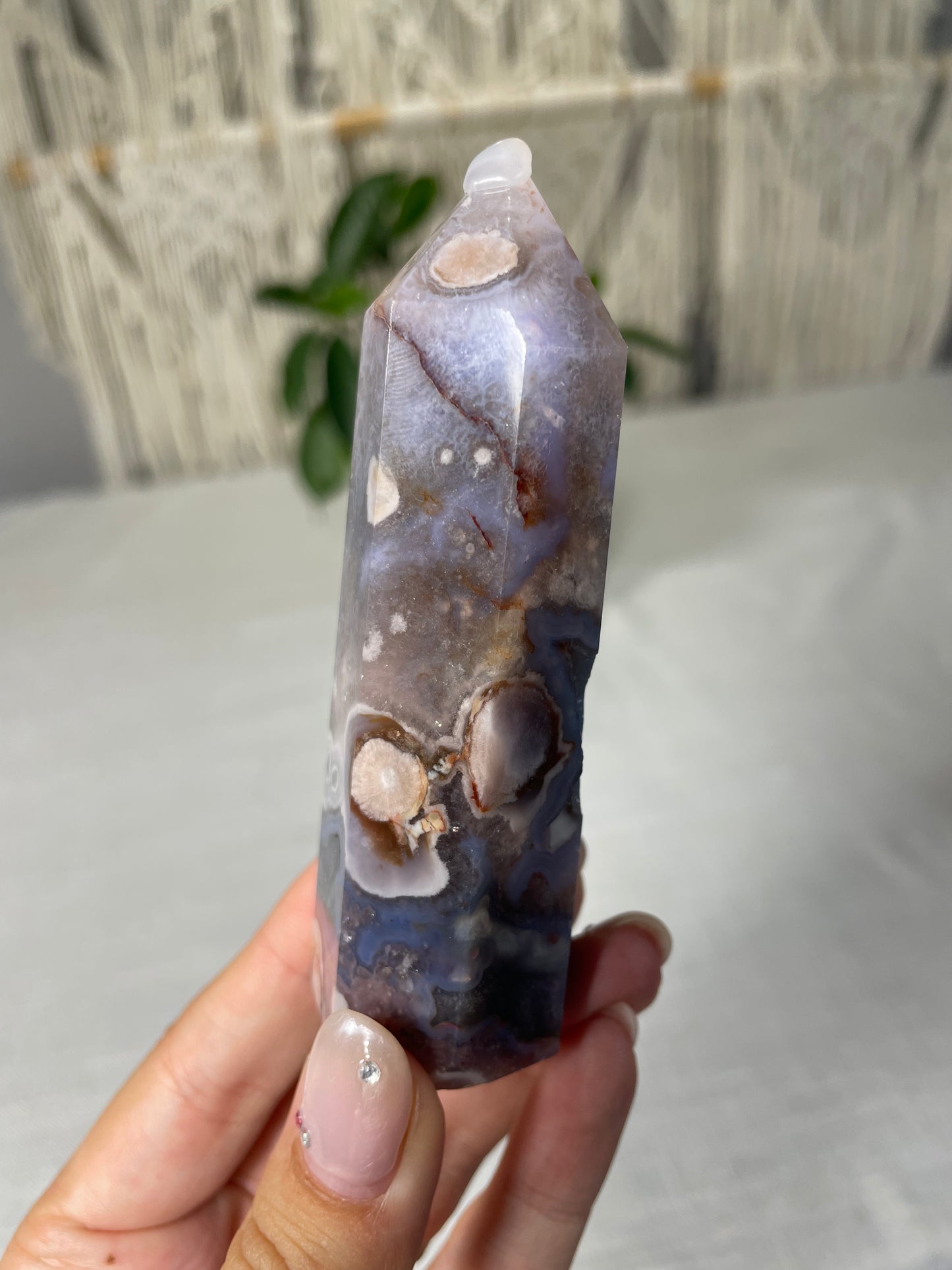 Blue Flower Agate Tower