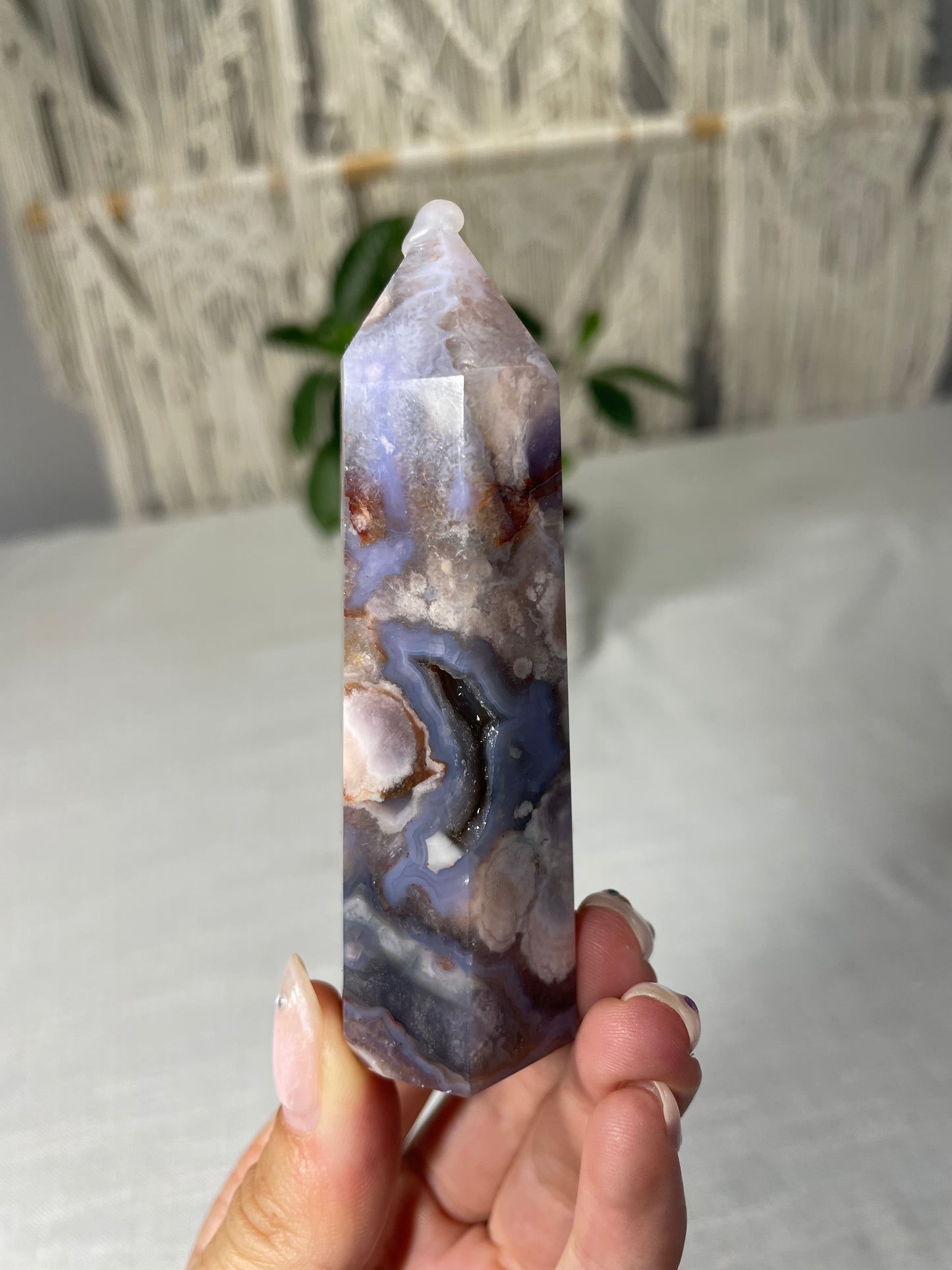 Blue Flower Agate Tower