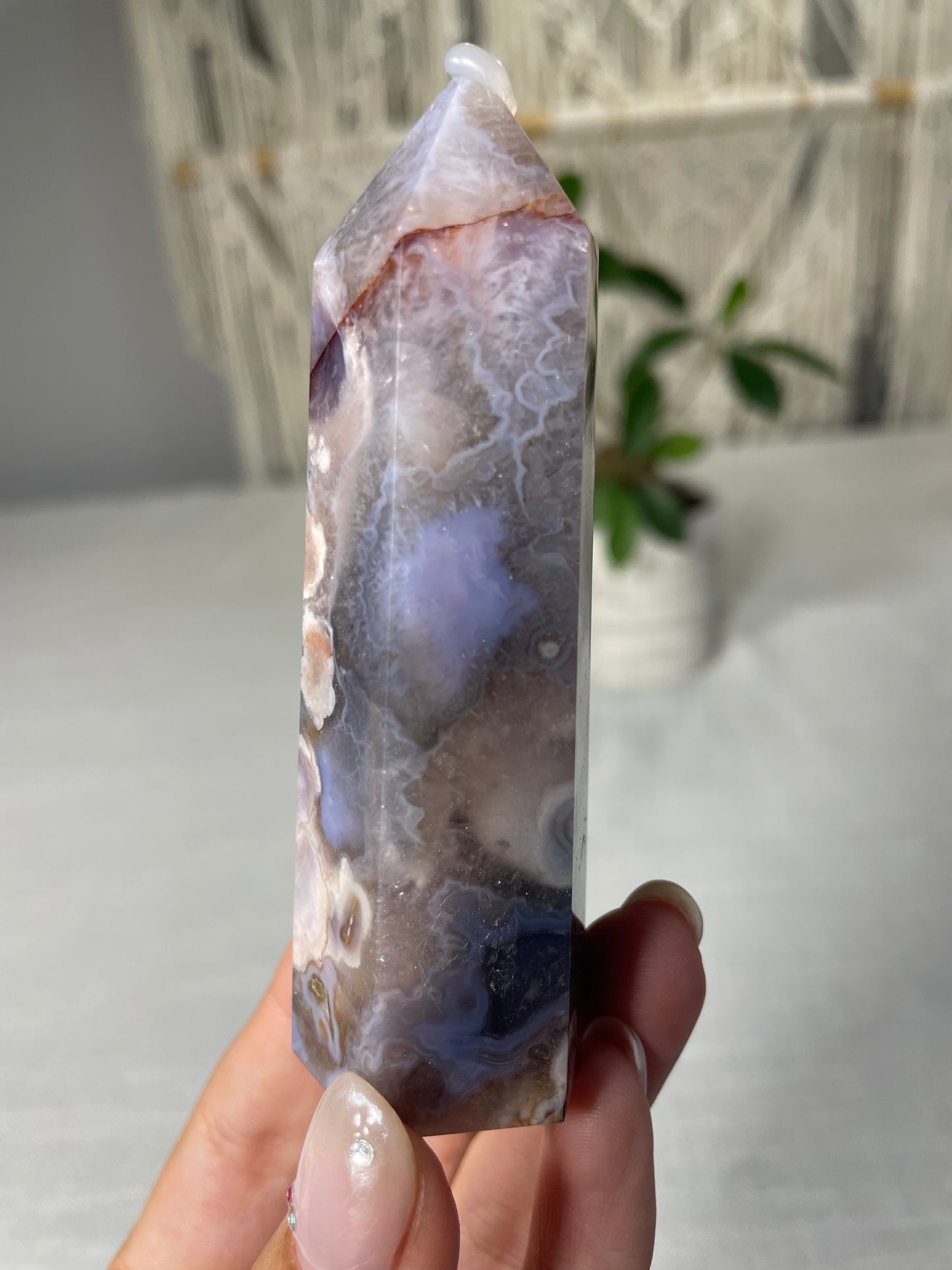 Blue Flower Agate Tower