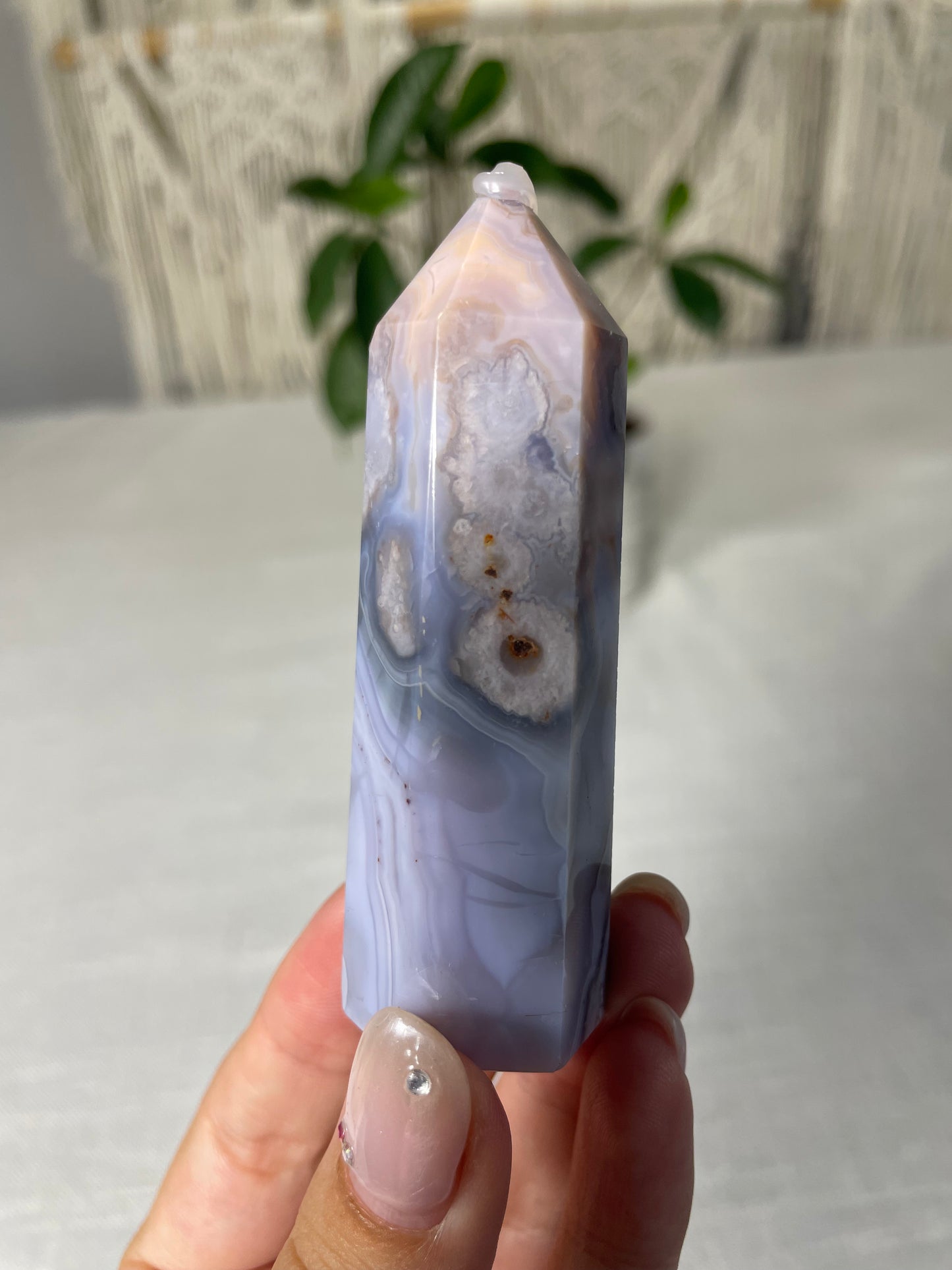 Blue Flower Agate Tower