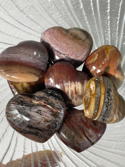Red Petrified Wood Hearts (intuitively chosen)