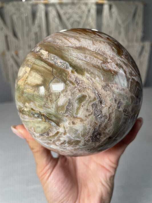 Pastel Green Petrified wood XL Sphere