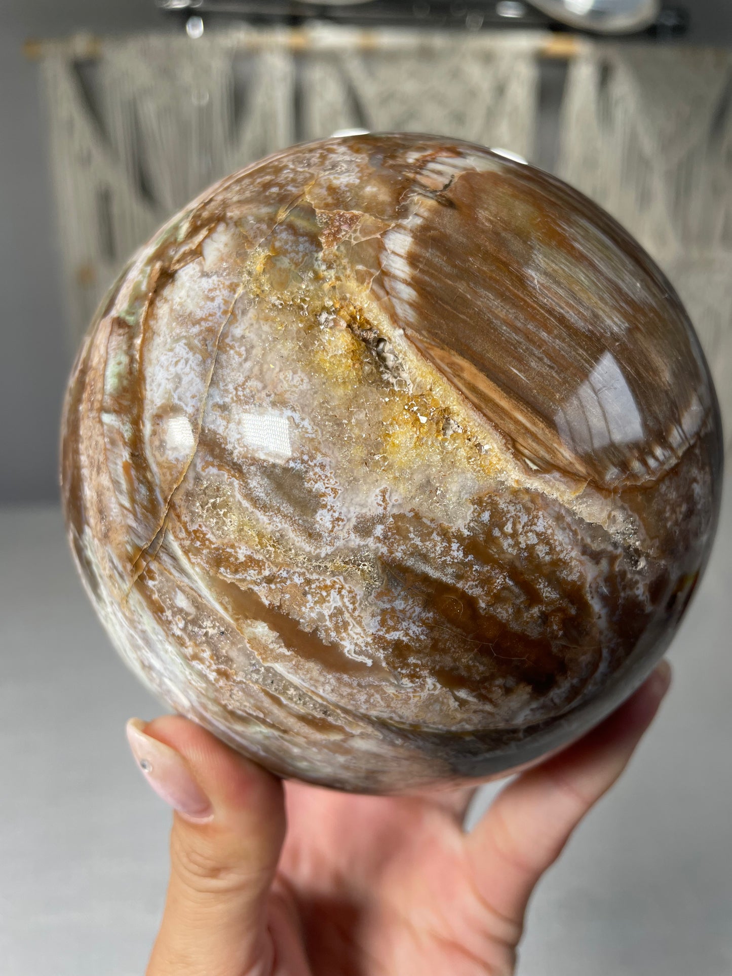 Pastel Green Petrified wood XL Sphere