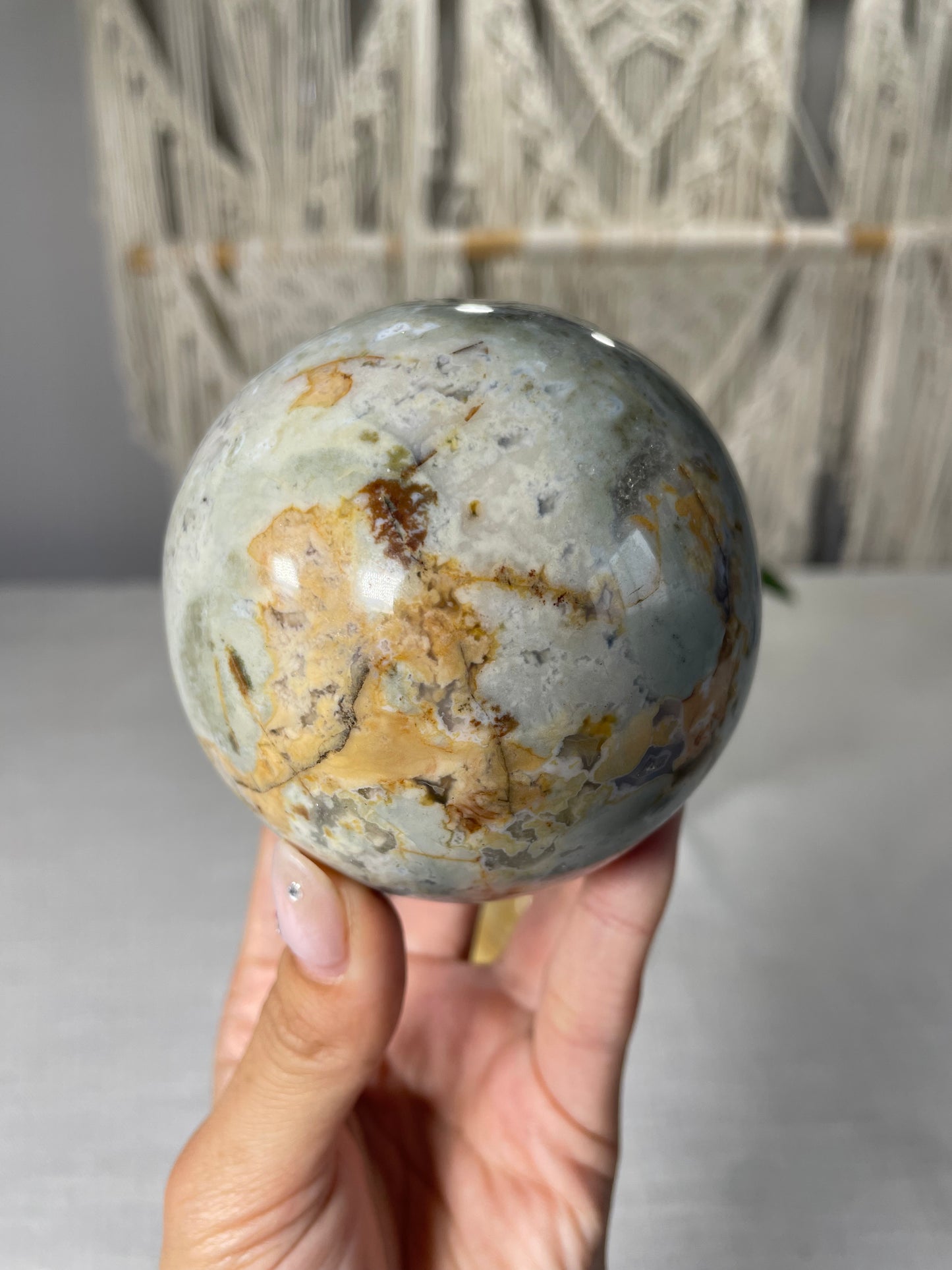 Pastel Blue/Green Petrified Wood Sphere