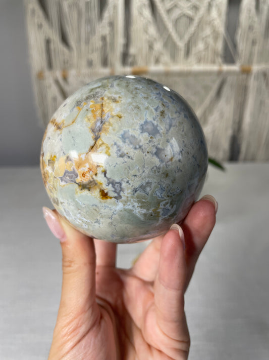 Pastel Blue/Green Petrified Wood Sphere