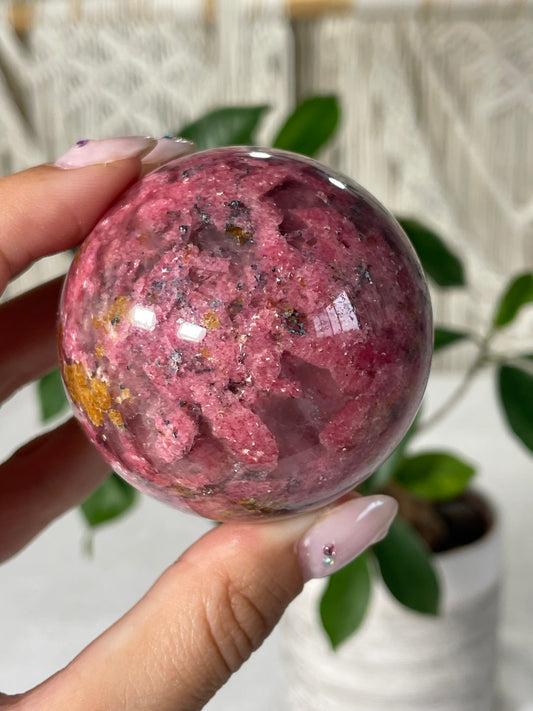 Pop Pink Rhodonite Sphere