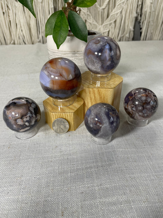 Blue Flower Agate Spheres