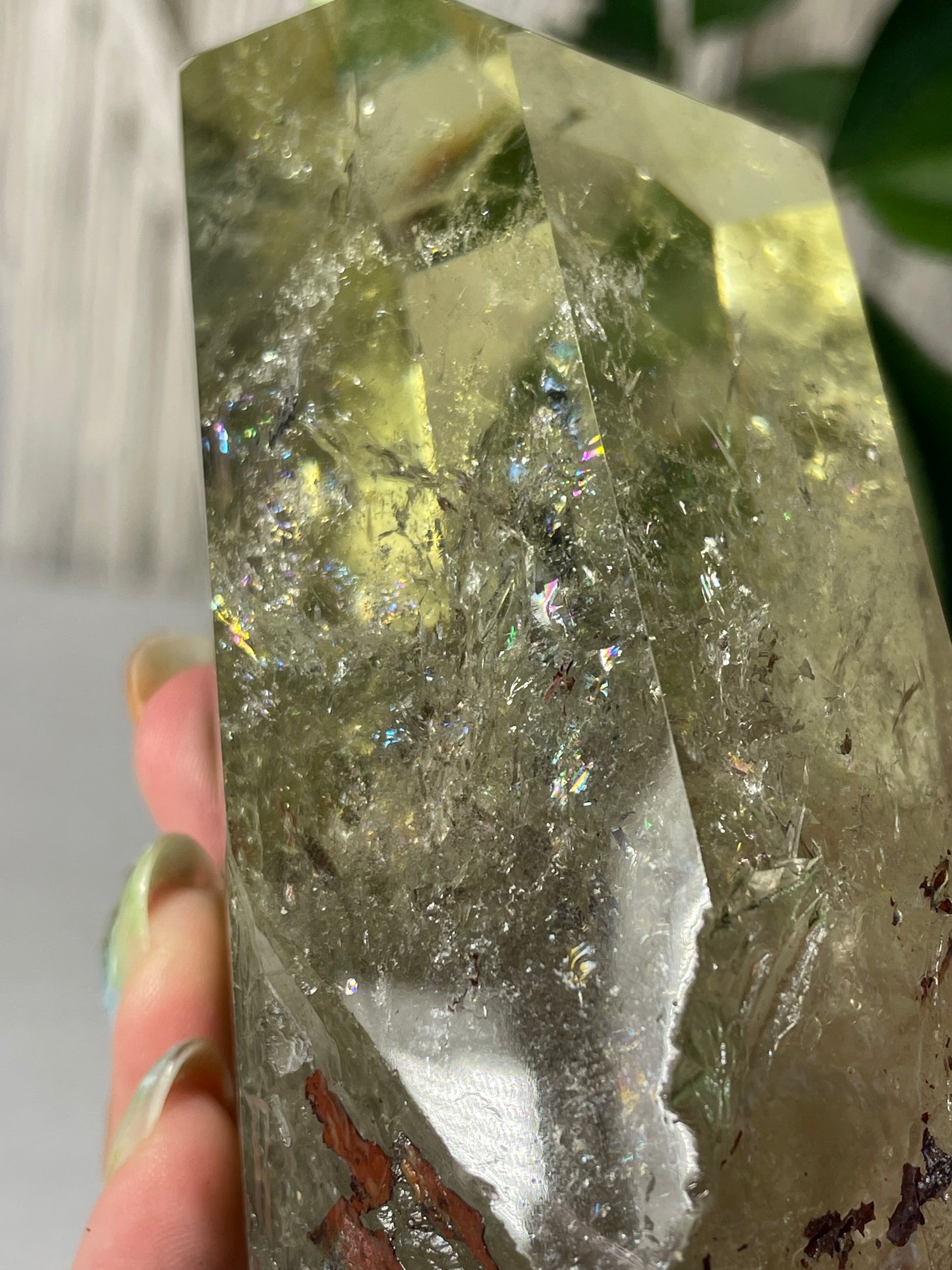Citrine in wood stand (A)