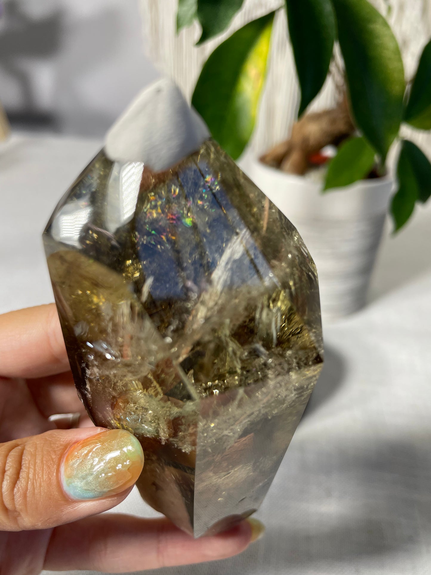 Citrine in wood stand (B)