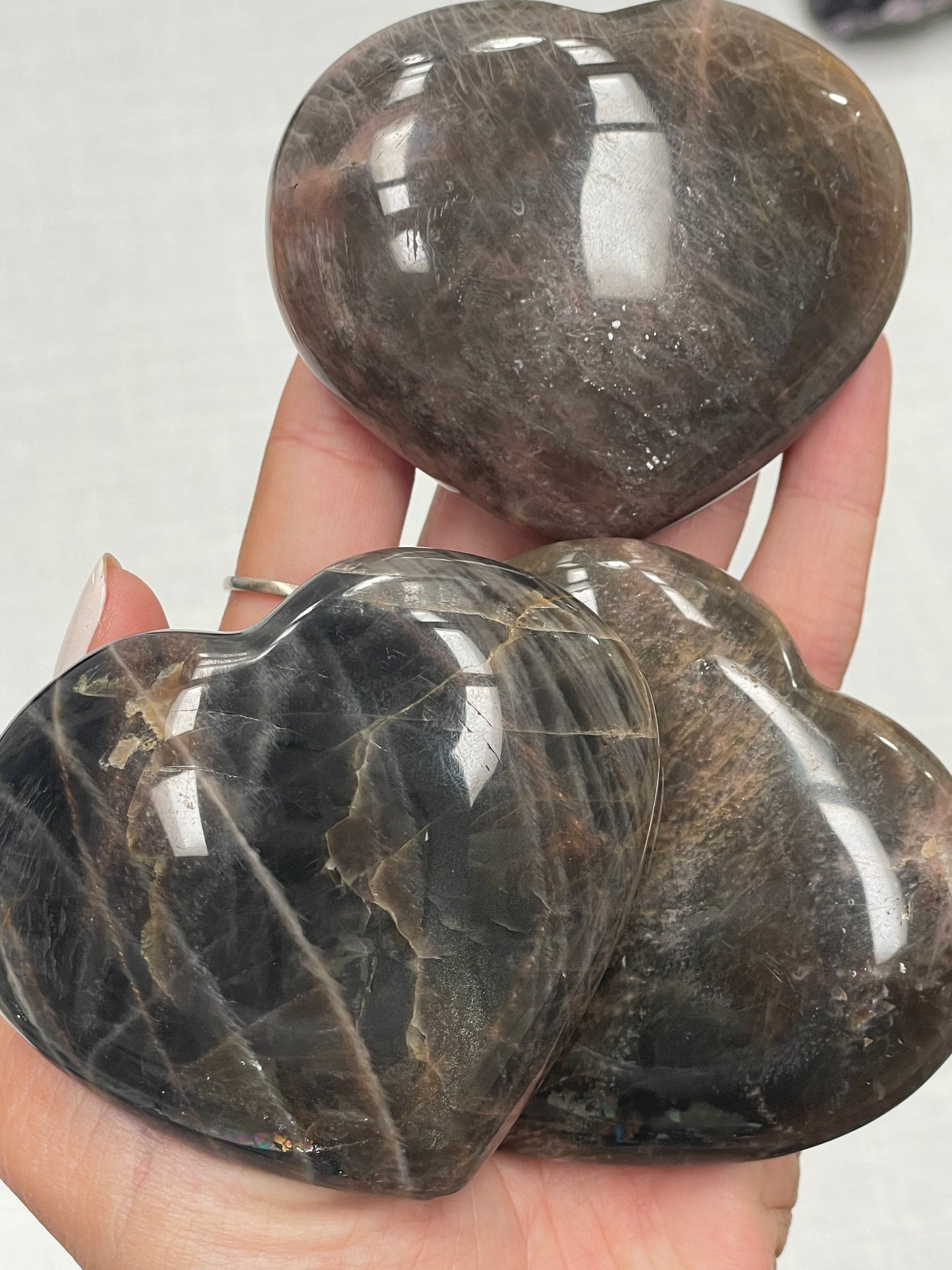 Black Moonstone Puffy Heart