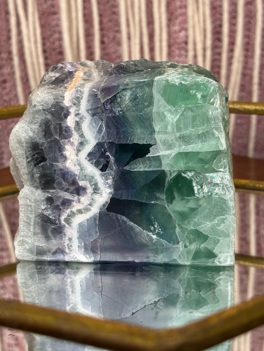 Purple and Green Fluorite Bookend