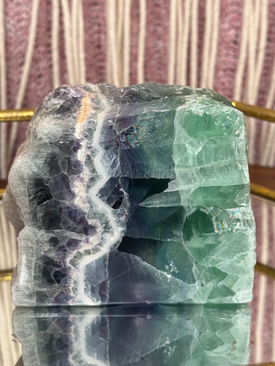 Purple and Green Fluorite Bookend